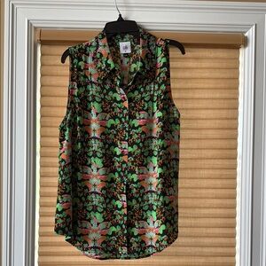 CAbi Women's Sleeveless Top - Black and Green Floral 4729 Pixie Top Fall 2024